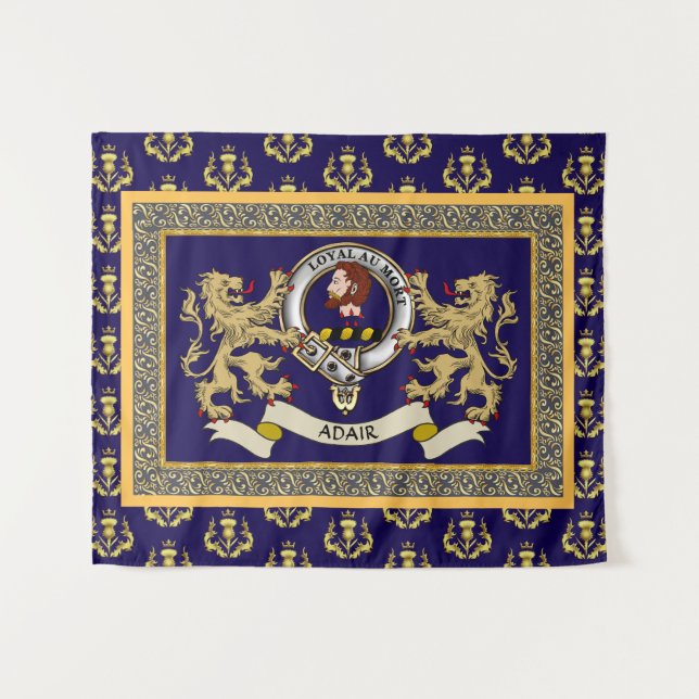 Tapiz Adair Clan Emblema Personalizado Azul (Anverso (horizontal))