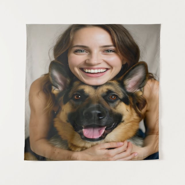 Tapiz Add German Shepherd Photo Personalize (Anverso)