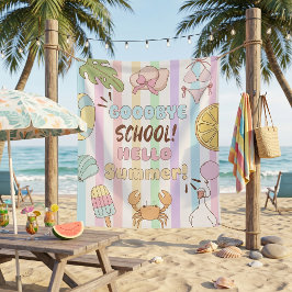 Tapiz Adiós Escuela Hola Fiesta de Verano Rayas