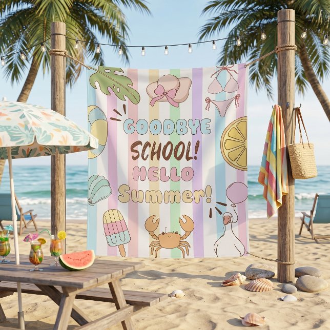 Tapiz Adiós Escuela Hola Fiesta de Verano Rayas (Subido por el creador)