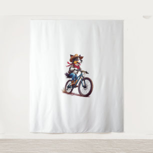 Tapiz Adorable Cowdog Riding Mountain Bike Adventure