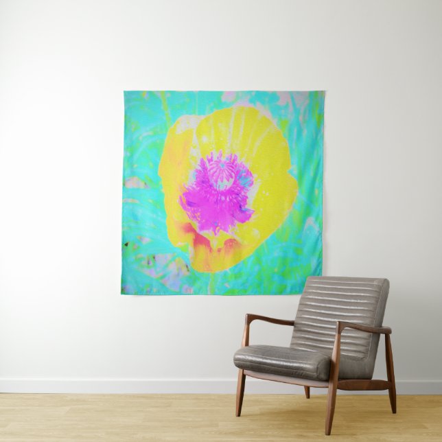 Tapiz Adormidera amarilla con centro rosado caliente en  (In situ)