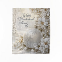 Adorno de purpurina de plata Sweet 16 Winter Wonde