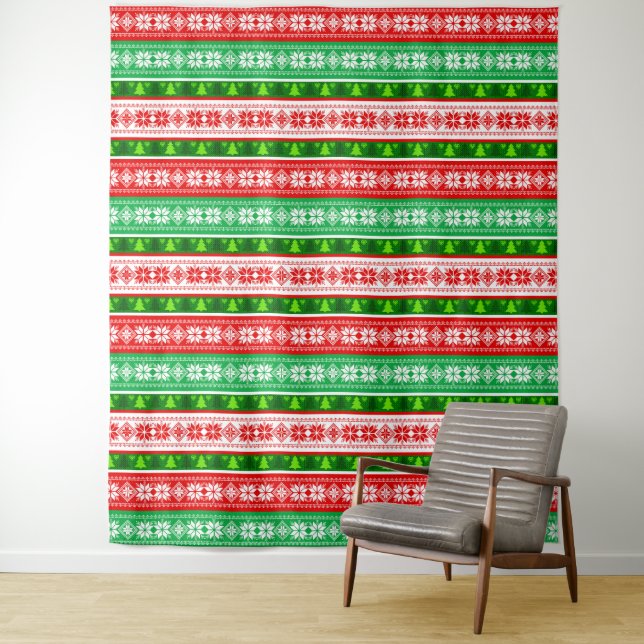 TAPIZ ADORNOS DE NAVIDAD DISEÑO ROJO BLANCO VERDE (In situ)