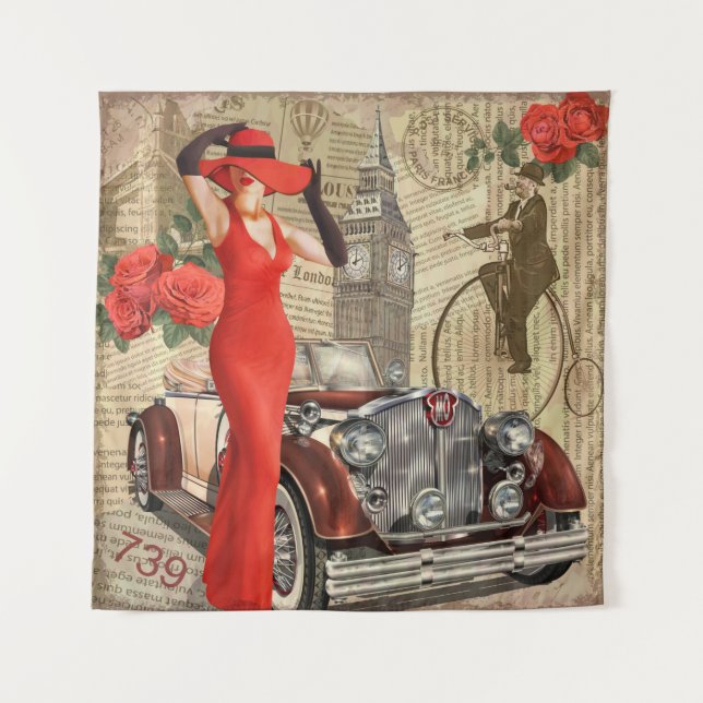 Tapiz Afiche de la época Londres destrozado el fondo de  (Anverso)