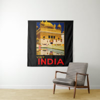 Afiche de viaje de India arte indio vintage