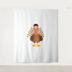 Tapiz agradecido por el baile de hockey Funny Turkey Ice