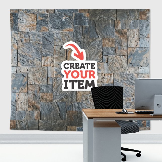 Tapiz Agrega tu logo Stone Slates Zoom Fondo Gray Rust (Stone slates tapestry decor: add your logo or use it without logo. Add texts with the Editor Tool!)