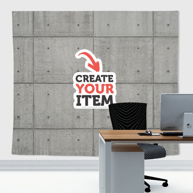 Tapiz Agrega tu logo Tech Concrete Zoom Fondo Gray (Poured Raw Concrete tapestry decor: use it with or without logo. Add texts with the Editor Tool!)