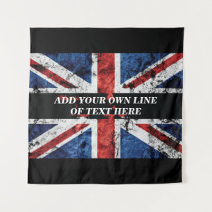Tapiz Agrega tu texto en la almohada de la bandera ingle