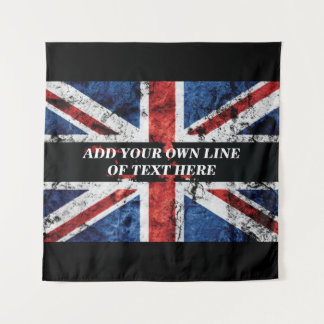 Tapiz Agrega tu texto en la almohada de la bandera ingle