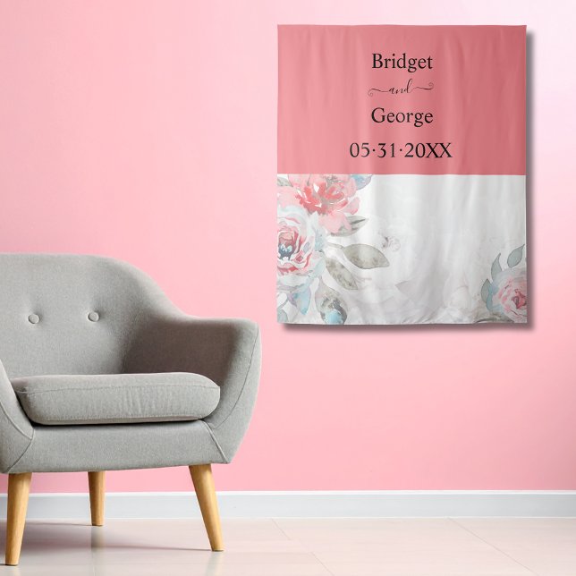 Tapiz agua de albaricoque acuarela abstracto peonía rosa (Subido por el creador)