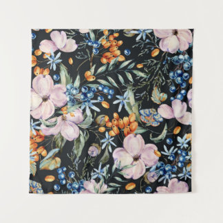 Tapiz Agua suave: bayas florales rosas