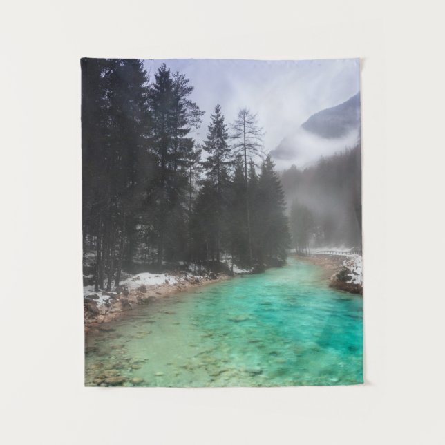 Tapiz Agua turquesa en Mojstrana, Eslovenia (Anverso)