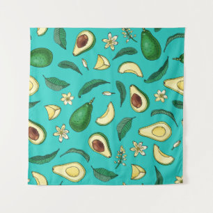 Tapiz Aguacate realista: Patrón de comida de verano