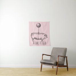 Tapiz Aim High Cute Pig and Balloon Inspirational