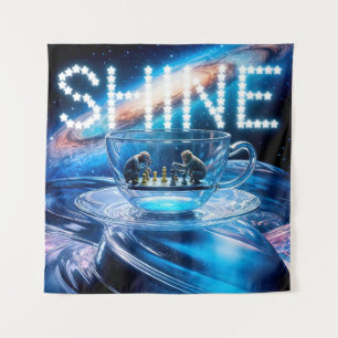 Tapiz Ajedrez de monos y brillantez galáctica