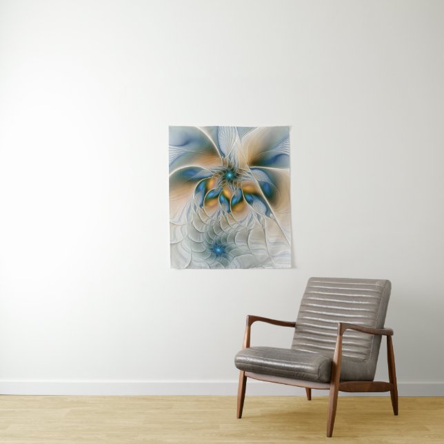 Tapiz Alarmante, Abstracta Fantasía Fractal Art Con Azul (In situ)
