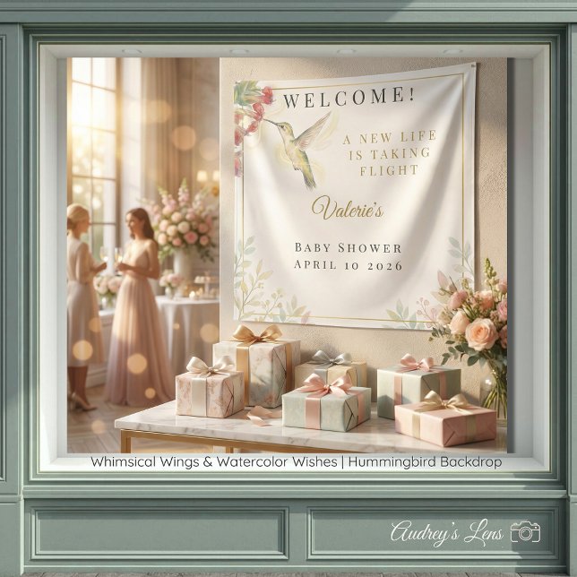 Tapiz Alas Caprichosas & Deseos de Acuarela | Colibrí (Whimsical Wings & Watercolor Wishes | Hummingbird Tapestry Backdrop)