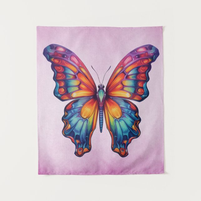 Tapiz Alas Naranjas azules de mariposa (Anverso)