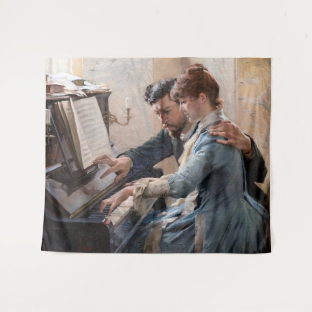 Tapiz Albert Edelfelt - Jugando el piano (Anverso (horizontal))