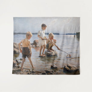 Tapiz Albert Edelfelt - Niños jugando en la costa