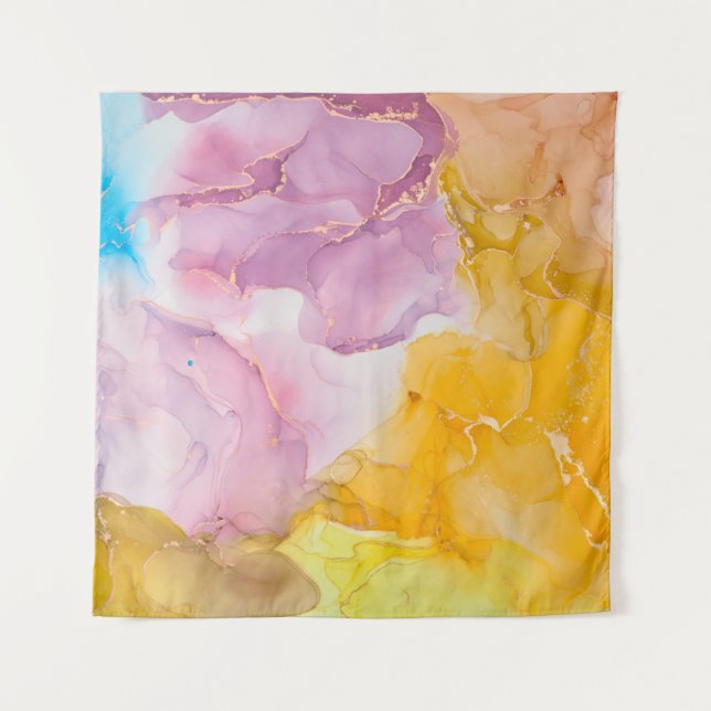 Tapiz Alcohol ink colors translucent. Fluid Art. Modern  (Anverso)