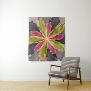 Tapiz Alegría, antracita verde rosada Fantasía Flower Fr