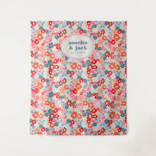 Tapiz Alegría Floreciente Brillante Negrita Boda Floral 