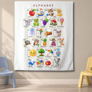 Tapiz Alfabeto A a Z Animales y Objetos para Niños