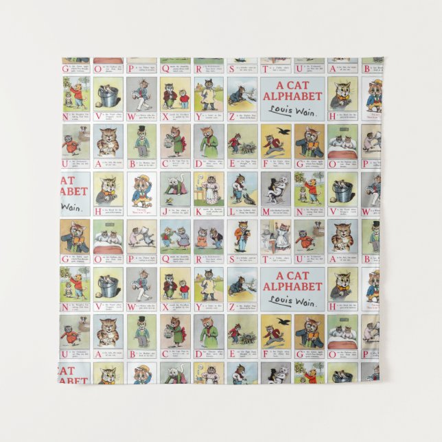 Tapiz Alfabeto de gato, Louis Wain (Anverso)