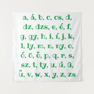 Tapiz Alfabeto húngaro en verde