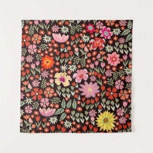 Tapiz Alfombra Floreciente: Vintage floral sin foco.