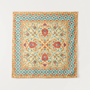 Tapiz Alfombra oriental, estampado floral ornamental.