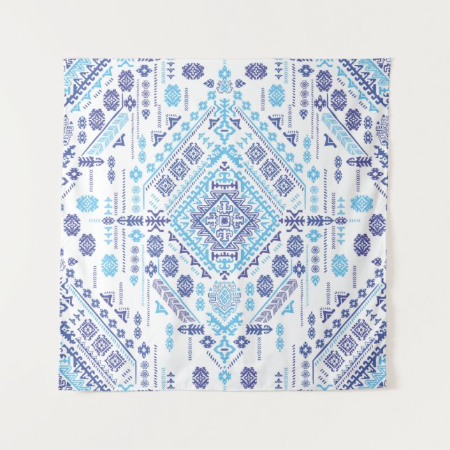 Tapiz Alfombra paisley india, patrón de mandala étnica. (Anverso)