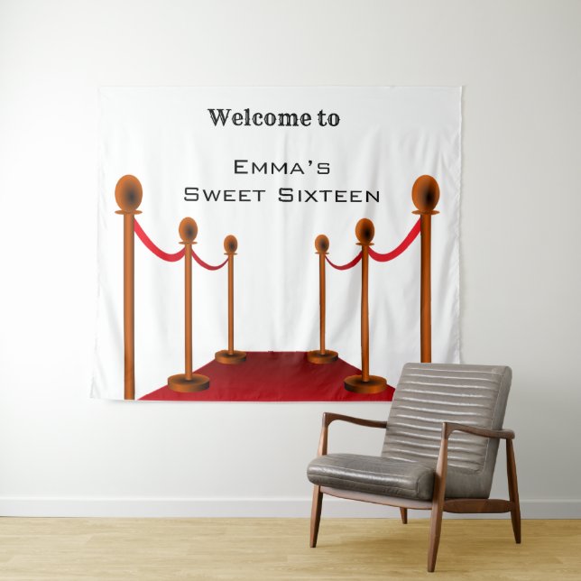 Tapiz Alfombra roja blanca Hollywood Dulce cumpleaños 16 (In situ (horizontal))