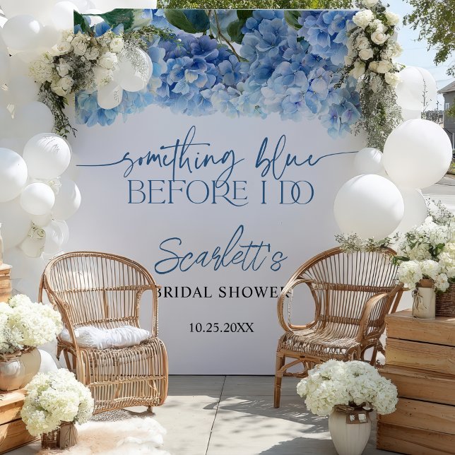 Tapiz Algo Elegante Hidrangea Azul Ducha Bridal (Something Blue Hydrangea Bridal Shower Welcome Tapestry)
