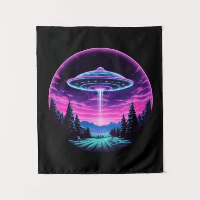 Tapiz Alien Spaceship Retro Futurista (Anverso)