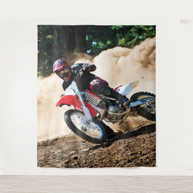 Tapiz almohada de lanzamiento de motocross (Anverso)