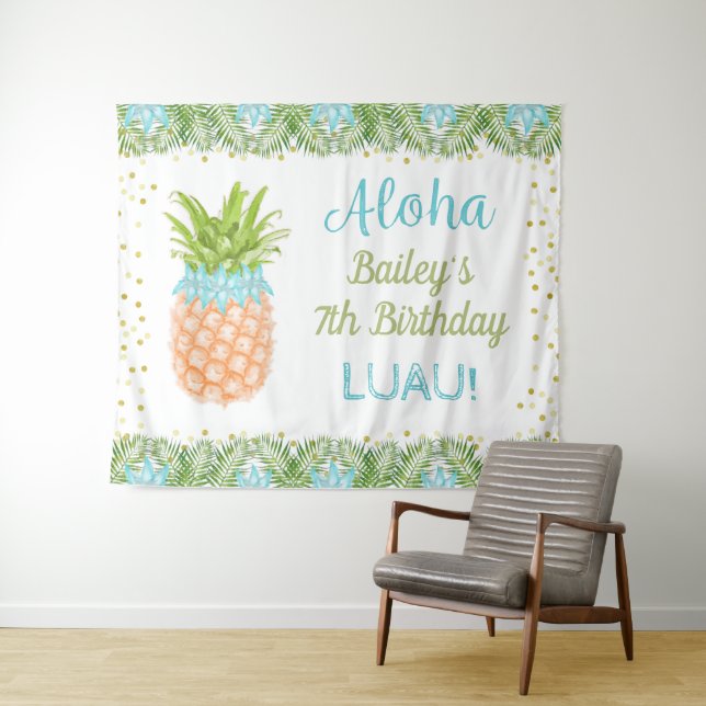 Tapiz Aloha Luau Tropical Pineapple Birday Backday (In situ (horizontal))