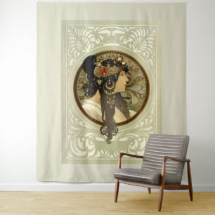 Tapiz Alphonse Mucha - Cabezas bizantinas morena