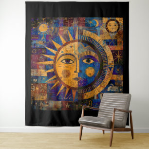 Tapiz Alquimia Mística del Sol y la Luna Celestiales