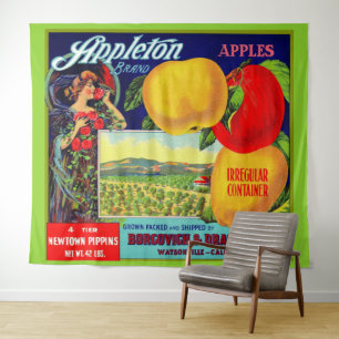 Tapiz alrededor de 1900 Appleton Apples crate label prin