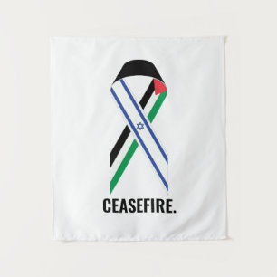 Tapiz Alto al fuego Israel y Palestina banderas personal