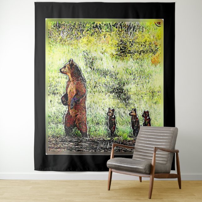 Tapiz Alza de la familia del oso marrón (In situ)
