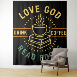 Tapiz Ama a Dios Bebe Café Lee Libros Amantes Vintage
