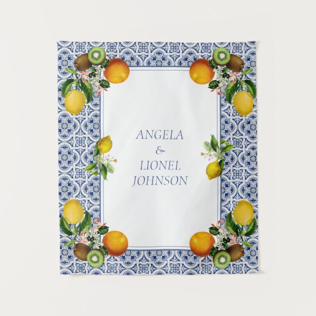 Tapiz Amalfi Coast Lemon Tiles Italia Nombres personaliz (Anverso)