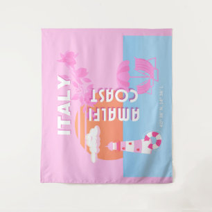 Tapiz Amalfi Coast Travel Art, Viaje Preppy, Rosa