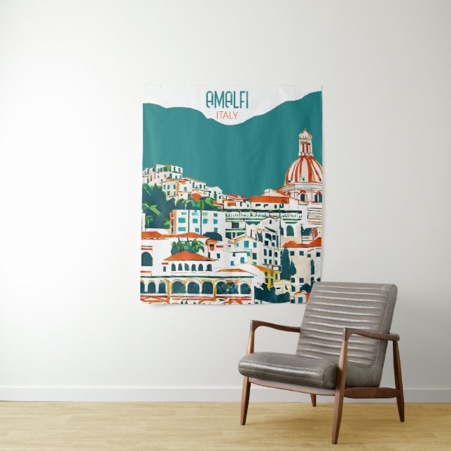 Tapiz Amalfi Italia Retro Viaje Art Vintage (In situ)