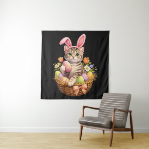 Tapiz Amantes de Gatitos Adorables Feliz Pascua Gato
